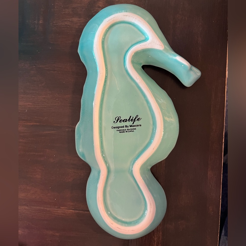 Teal Ceramic Sea Horse Jewelry/Trinket Dish - Picture 2 of 3
